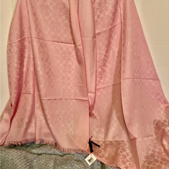 Coach 97580 Women's Logo Signature Spring Stole Scarf Wrap Lightweight Silk Wool - Picture 2 of 7